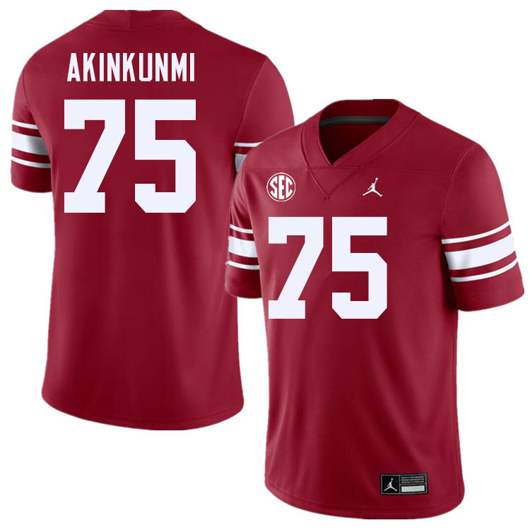 #75 Daniel Akinkunmi Oklahoma Sooners 2024 SEC Conference College Football Jerseys-Throwback